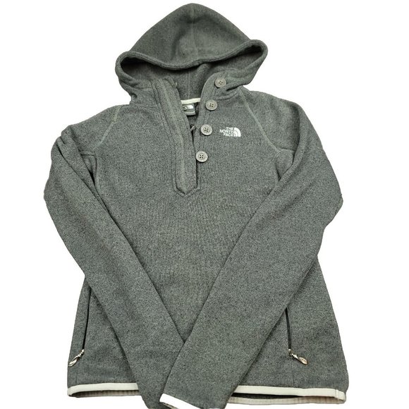 The North Face Womens XS Sweater Grey Crescent Sunshine Fleece Pullover Hoodie - Picture 1 of 12